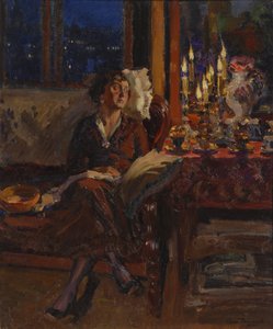 Dame mit Buch in einem Innenraum, 1917