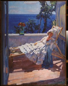 Eine Dame auf dem Balkon