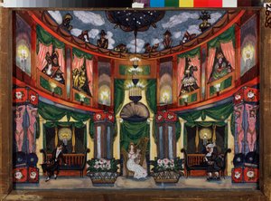 Dekorvorbereitung für die Oper "Die Geschichten von Hoffmann" von Jacques Offenbach von Sergei Yurevich Sudeikin