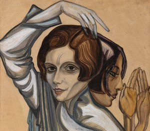 Porträt von Elene Komisarjevskaia-Balieff und Natalia Molostova von Sergei Yurievich Sudeykin