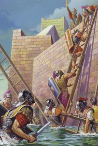 General Scipio findet einen Weg in die scheinbar uneinnehmbare Festung von Carthago Nova in Spanien von Severino Baraldi