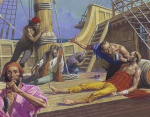 Magellans Seeleute auf der Reise über den Pazifik von Severino Baraldi