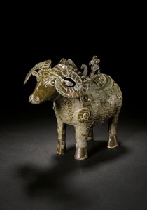 Rituelles Weingefäß in Widderform, Gong von Shang Dynasty Chinese School