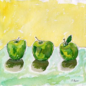 Lebendiges Apfel Stillleben von Sharyn Bursic