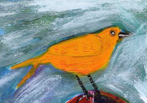 Lebendiger Oranger Vogel