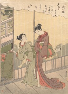 Szene aus dem Vergnügungsviertel in Fukagawa, Ende des 18. Jahrhunderts von Shiba Kokan