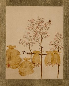 Reishaufen und Bäume von Shibata Zeshin