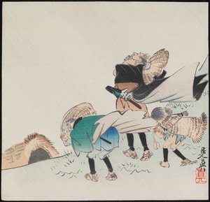 Reisende im Sturm von Shibata Zeshin