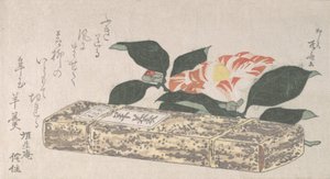 Kamelienblüte und Yokan, eine Art Bohnengelee, in Bambushaut gewickelt, 1811