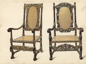 Stuhl, Eigentum von P. Macquoid; Stuhl, Eigentum von Arthur S. Cope von Shirley Charles Llewellyn Slocombe