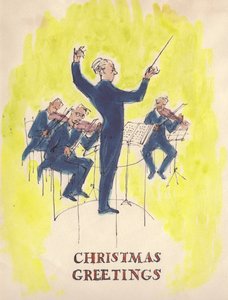 Dirigent und Orchester, Weihnachtskarte, 1952 von Shirley Markham