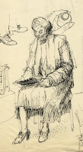 Sitzende Frau beim Lesen