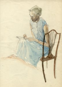 Sitzende Frau beim Schreiben, 1952