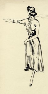 Frau im weiten Rock mit ausgestrecktem Arm, ca. 1950 von Shirley Markham