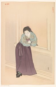 Lesende Frau vor einem Fenster von Shodo Yukawa