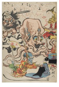 Comic. 100 Drehungen des Rosenkranzes aus 100 Wildnissen von Kyosai