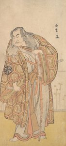 Ikunojo III als Chiyosaki schlägt das Chozubachi, ein Schauer von Goldmünzen fliegt, spätes 18. Jahrhundert von Shunsho