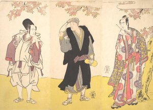 Kabuki-Schauspieler Ichikawa Yaozo III, Onoe Matsusuke I und Sawamura Sojuro III, 11. Monat, 1786 von Shunsho