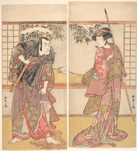 Kabuki-Schauspieler Osagawa Tsuneyo II und Ichikawa Danjuro V, ca. 1780er von Shunsho