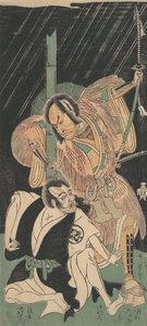 Szene aus dem dritten Akt des Dramas Soga Aigo, Frühling 1769 von Shunsho