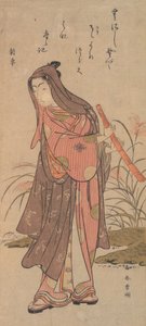 Der Schauspieler Ichikawa Monosuke oder Ichikawa Omezo in Frauenrolle