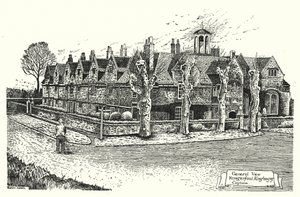 Gesamtansicht, Hungerford Almshouses, Corsham (Gravur)