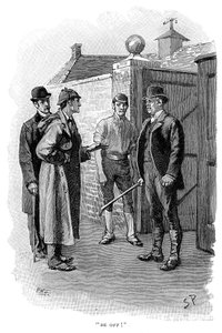 Das Abenteuer von Silver Blaze, Holmes verhört einen Verdächtigen von Sidney Paget
