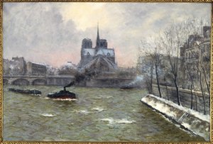 Der Chor von Notre-Dame, gesehen von der Pont de la Tournelle, Schneeeffekt