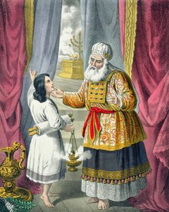 Eli befragt Samuel bezüglich der Vision, aus einer Bibel gedruckt von Edward Gover von Siegfried Detler Bendixen