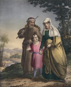 Jesus kehrt mit seinen Eltern nach Nazareth zurück (farbiger Stich) von Siegfried Detler Bendixen