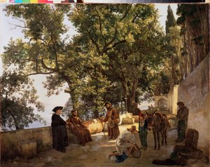 Eine Terrasse am Ufer, nahe Sorrent (Sorrento, Italien) von Silvestr Fedosievich Shchedrin