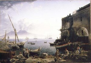 Ansicht von Neapel, der Santa Lucia Damm