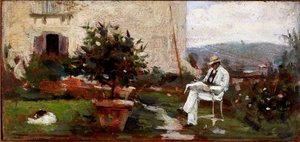 Luigi Tommasi in seinem Garten von Silvestro Lega