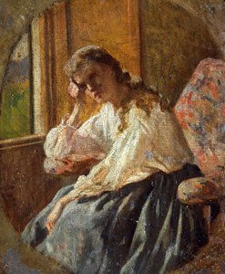 Studie einer weiblichen Figur (Detail des Triptychons) von Silvestro Lega