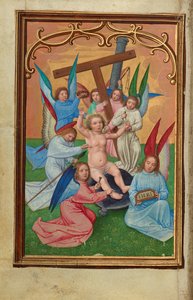 Das Christkind umgeben von den Werkzeugen der Passion von Simon Bening