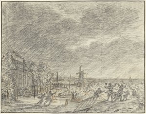 Schwerer Sturm und Überschwemmung bei Halfweg, 15. November 1775 von Simon Fokke