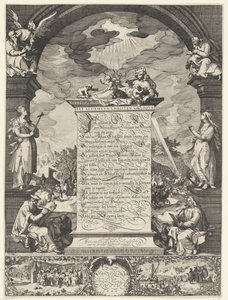 Allegorie auf das Glaubensbekenntnis mit den vier Evangelisten von Simon Frisius