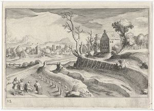 Hügellandschaft mit einer Kapelle