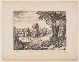 Der Samariter findet den Mann, aus Landschaften mit der Geschichte des barmherzigen Samariters von Simon Frisius