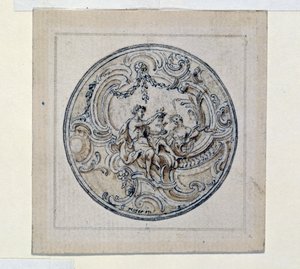 Entwurf für ein Uhrengehäuse, von Simon Gribelin (1661-1833)