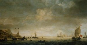 Die Küste von Scheveningen mit Fischern am Strand