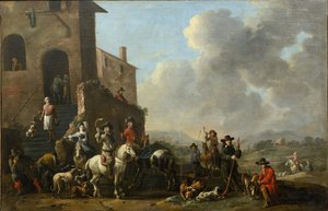 Vorbereitung auf die Jagd von Simon Johannes van Douw