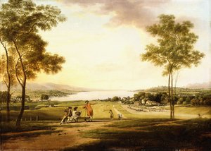 Genfersee von den Hängen von Cologny in Richtung Eaux-Vives von Simon Malgo