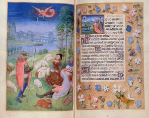 Die Verkündigung an die Hirten, aus den Huth-Stunden von Simon Marmion