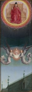 Die Seele des Heiligen Bertin wird zu Gott getragen vom St. Bertin Altarbild, ca. 1459
