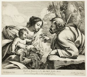 Heilige Familie mit einem Vogel von Simon Vouet