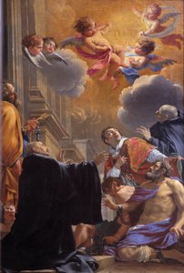 Heiliger Merry (oder Heiliger Mederic), Bischof von Paris (7. Jahrhundert) befreit die Gefangenen Gemälde von Simon Vouet (1590-1649) 1640 Kirche Saint Merri, Paris von Simon Vouet