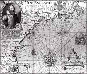 Karte der Küste von Neuengland, beobachtet und beschrieben von Captain John Smith (1580-1631) 1614, aus 