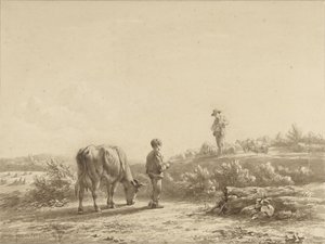 Junge mit Kuh und Schäfer von Simon van den Berg