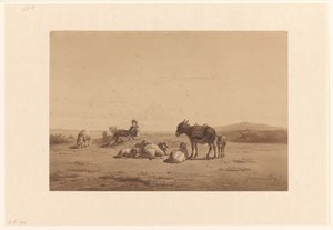 Rastender Schäfer mit Esel von Simon van den Berg